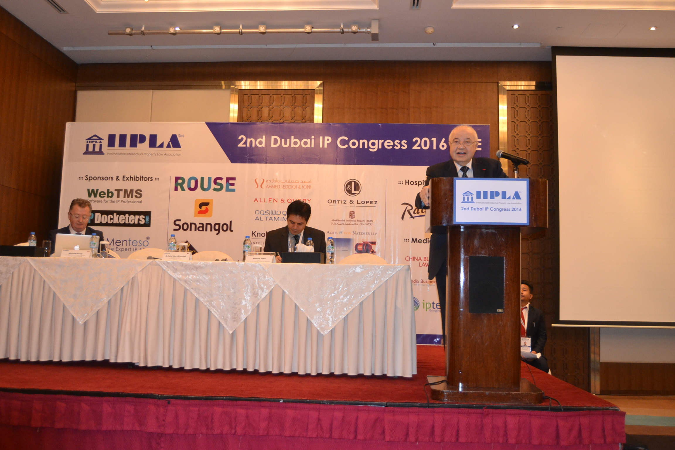 HE Dr. Talal Abu-Ghazaleh during his speech at the opening session of Dubai IP Congress 2016.