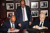 The signing ceremony of a cooperation agreement between HE Dr. Talal Abu-Ghazaleh, and Mr. Mohammad Nawafleh, chairman of the Petra Development and Tourism Region Authority