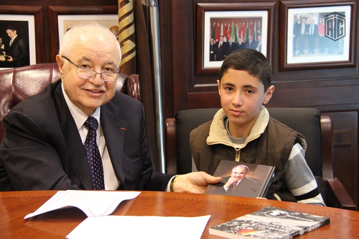 The 13-year-old Omar Nidal visited HE Dr. Talal Abu-Ghazaleh, chairman of Talal Abu-Ghazaleh Organization (TAG-Org) in his office to present the success story he wrote on Abu-Ghazaleh