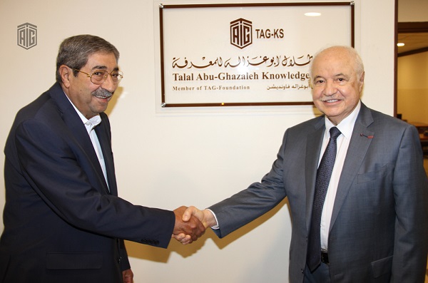 HE Dr. Talal Abu-Ghazaleh and HE Mr. Marwan Al Hamoud, the Chairman of the Management Board for Salt Development Corporation, sign a cooperation agreement to establish a Talal  Abu-Ghazaleh Knowledge Station in Salt Development Corporation 