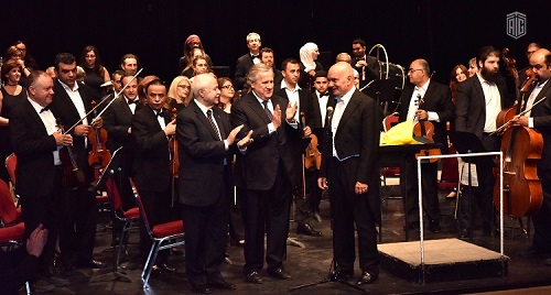 HE Dr. Talal Abu-Ghazaleh and the Italian Ambassador to Amman HE Mr.  Giovanni Brauzzi attend a concert presented by the Jordanian National Orchestra Association and conducted by Italian Maestro Francesco Attardi in the presence of Guest of Honor Minister