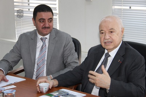 HE Dr. Talal Abu-Ghazaleh discusses with Mr. Hani AbuHassan, Chairman of Irbid Chamber of Industry, ways to support and promote the industry in Irbid Governorate