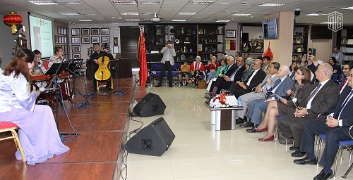 HE Dr. Talal Abu-Ghazaleh, in the presence of the Chinese Ambassador to Jordan HE Mr. Ban Wei Fang, inaugurates a concert for Chinese musician Liu Guangyu performing with the traditional 