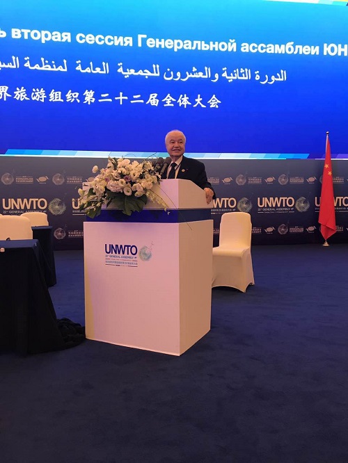 HE Dr. Talal Abu-Ghazaleh Stresses the Impact of Tourism on Global Economy during his speech  at the 22nd General Assembly of the United Nations World Tourism Organization (UNWTO) held in Chengdu in China