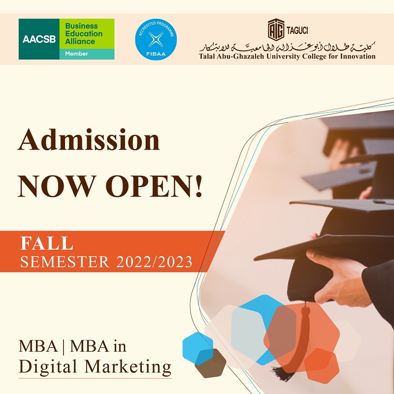 كلية أبوغزاله الجامعية للابتكار تفتح باب القبول والتسجيل للفصل الدراسي الأول 2023/2022