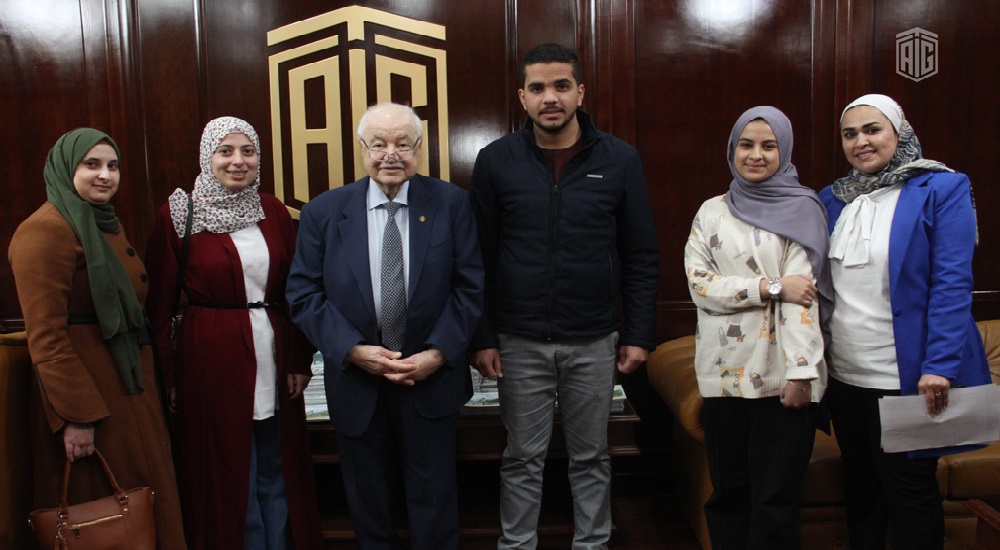 Dr. Abu-Ghazaleh Meets With a Group of Students Entitled to Benefit From the Scholarships he Assigned for All Palestinians