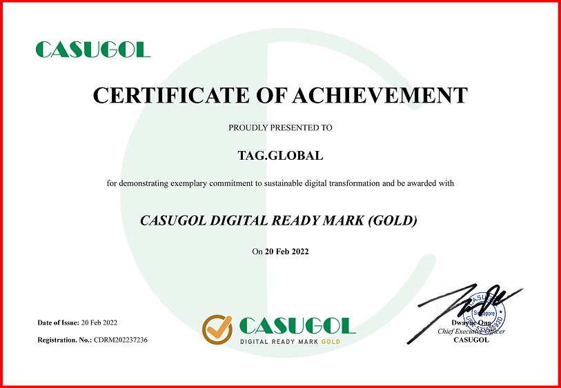 مؤسسة CASUGOL السنغافورية تمنح أبوغزاله العالمية شهادة جاهزية التحول الرقمي (الفئة الذهبية)