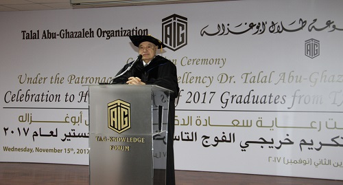 HE Dr. Talal Abu-Ghazaleh patronizes the honoring ceremony of the 9th batch of 2017 Masters Students at Talal Abu-Ghazaleh Graduate School of Business